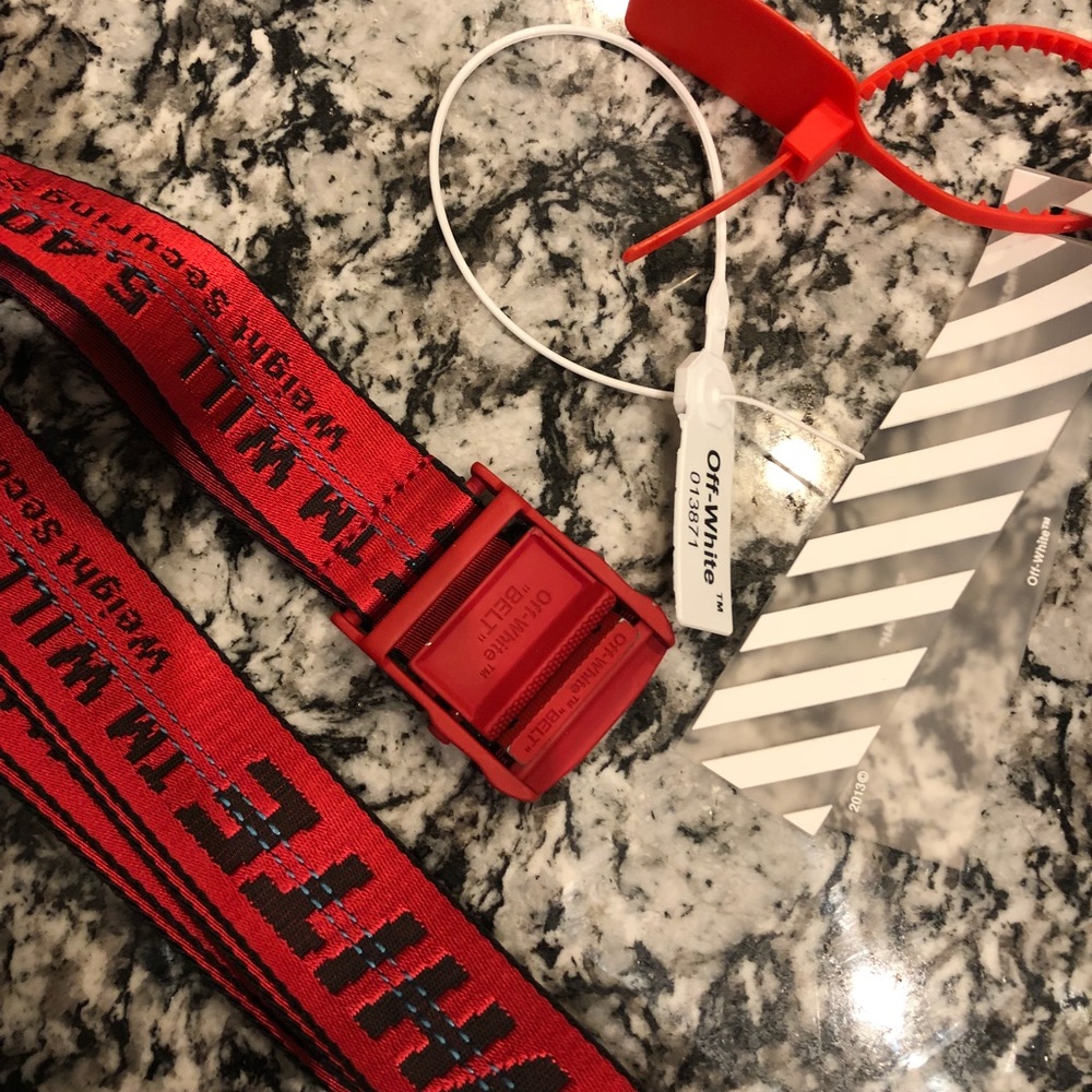 Red Off-White Belt w/ Black Detail